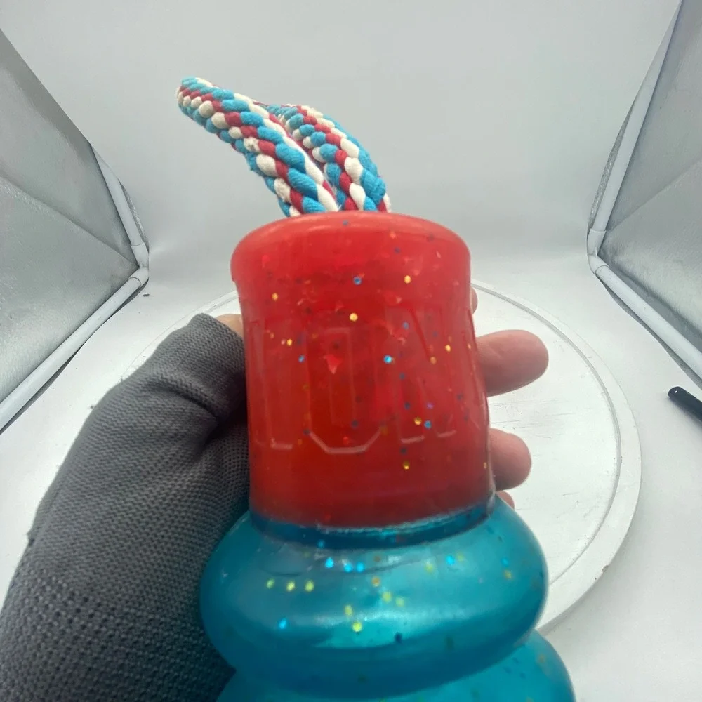 KONG Red Blue‎ Glitter Rubber Rope Dog Toy Tug Fetch Textured Sparkle Chewer